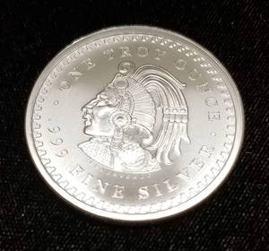 lot 24 image: 1 TROY OZ .999 FINE SILVER AZTEC CALENDAR ROUND