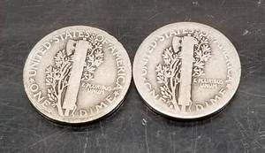 lot 28 image: 2 EARLY MERCURY DIMES 1916-S 1917