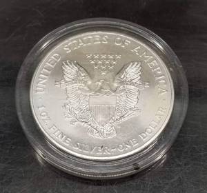 lot 41 image: 1999 COLOR ENHANCED AMERICAN SILVER EAGLE IN AIRTITE
