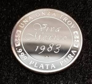 lot 50 image: 1983 MEXICO 1 TROY .999 FINE SILVER