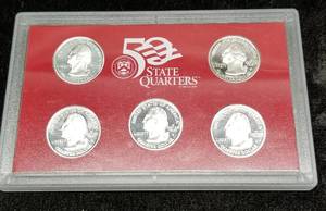 lot 17-A image: 2001 SILVER STATE QUARTER PROOF SET 5 COINS