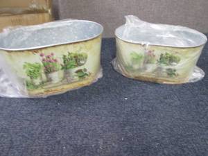 2 Galvanized Painted Planters...