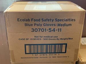 lot 129 image: One Case (5000 Ea) Ecolab Poly Glove Size Medium