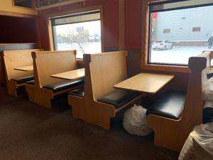 lot 152 image: Three Padded Booth Sections 3 Tables with Booths