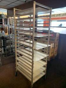 lot 196 image: Aluminum Rolling Cart 20 X 26 X 69 Tall (Includes Plexiglass Sheets)