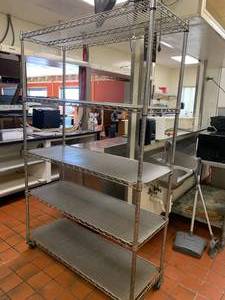 lot 292 image: Seville Stainless Steel Rolling Cart 18 x 48 x 77 tall