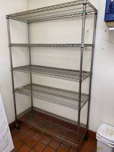 lot 372 image: Eagle Rolling Stainless Steel Rack 18 x 48 x 76 tall