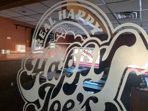 lot 409 image: Happy Joes Etched Glass (must be removed carefully) 32 x 59