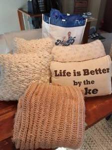 lot 22 image: 2-My Pillows(One New), Throw Pillows & 1-Blanket