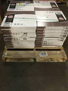 Pallet with 32 Cases Traffic Master Groutable 18 in. x 18 in. White and Grey Travertine Peel and Stick Vinyl Tile (36 sq. ft.  case)