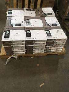 Pallet with 52 cases of Traffic Master  Bodden Bay 12 in. x 12 in. Grey Peel and Stick Vinyl Tile (30 sq. ft.  case) not used