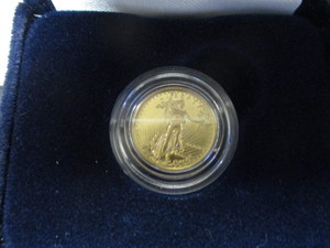 lot 6 image: 1991  American Gold Eagle 5.00 Coin - 110th oz Gold in OGP with COA