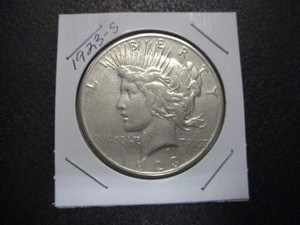 lot 23 image: 1923-S (San Francisco Mint) Peace Silver Dollar - 90% Silver