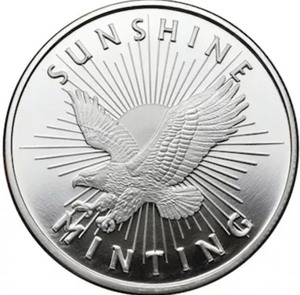 lot 8 image: (1) SUNSHINE MINT 1oz SILVER ROUND