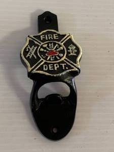 lot 45 image: Fire Department Cast Iron Bottle Opener 4 �� Long