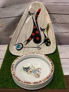 lot 63 image: Vintage Cat Bowl & Plate