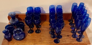 lot 50A image: Cobalt Blue Glassware and Vases
