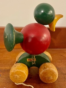 lot 51A image: Vintage Wooden Duck Pull Toy