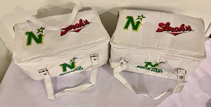 lot 146 image: 2 New Minnesota North Stars and Strohs Coolers