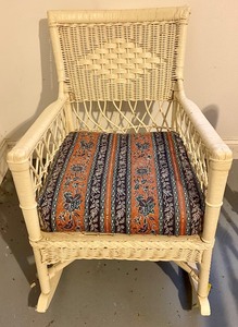 lot 173 image: Vintage White Wicker Rocking Chair