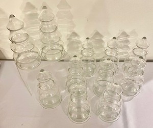 lot 195 image: 11 Lidded Clear Glass Trees