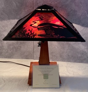lot 5 image: Arts and Crafts Style Pinocchios Journey Table Lamp