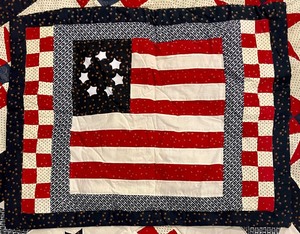 lot 312 image: Patriotic Quilt with 2 Shams