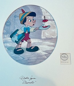 lot 81 image: Walt Disney Pinocchio Sericel - Heres Your Apple