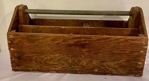 lot 372 image: Vintage Wooden Toolbox with a Metal Pole Handle