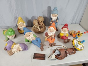 Hand Painted Ceramic Gnomes, Vintage Toys