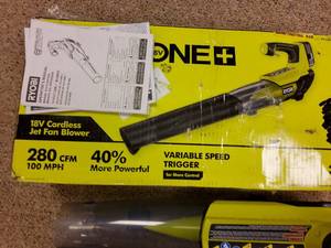 Ryobi 18volt jet leaf blower 280 CFM, 100 MPH (Tool Only)