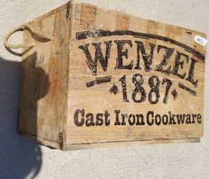 Wenzel cast iron salesmans display crate, 1887