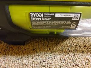 Ryobi 280 CFM cordless jet fan blower (TOOL ONLY)