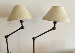 lot 25 image: Pair of Restoration Hardware 20th Century Parisian Telescoping Deep Bronze Floor Lamps