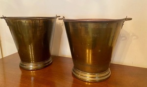 lot 94 image: Two Vintage Brass Milk Pails