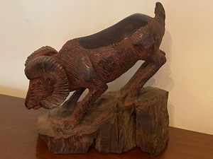 lot 56 image: Hand Carved Ram Figurine