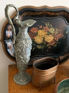 lot 46 image: Vintage Decorative Items including an Embossed Metal Pitcher