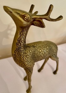 lot 103 image: 2 Vintage Brass Deer Figurines