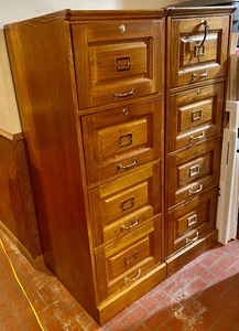 lot 127 image: LetterLegal Sized Wooden File Cabinets