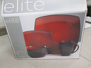elite 16 pc stoneware dinnerware se...
