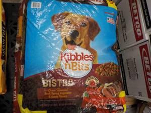lot 102 image: 45 lb. Bag Kibbles in Bits Dog Food...