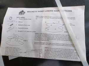 New 10-foot by 12-foot Beckett Pond Liner with Instructions