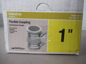lot 738 image: (Box of 24) Fernco 1 in. x 1 in. DWV Flexible PVC Coupling, P1056-100.