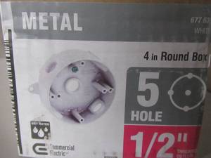 lot 740 image: Box of 13 Commercial Electric 12 in. Gray 5-Holes 4 in. Round Weatherproof Box, WRB550G.