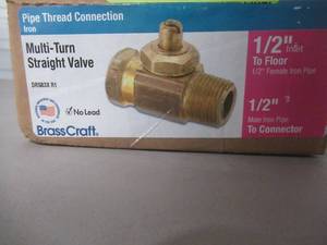 lot 742 image: Box of 20 BrassCraft 12 in. FIP x 12 in. MIP Integral Shut-Off Valves.