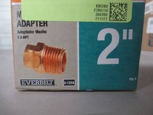 lot 762 image: Everbilt 5 PACK 2 in. Copper Pressure Cup x MIPT Male Adapter, C604.