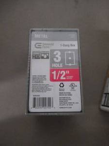 lot 725 image: (Box of 16) Bell 1-Gang Weatherproof Box with Three 12 in. Outlets, Model 5320-0. In Gray.