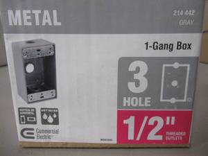 lot 726 image: (Box of 16) Bell 1-Gang Weatherproof Box with Three 12 in. Outlets, Model 5320-0. In Gray.