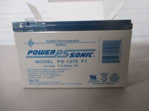 lot 787 image: Power Sonic 12-Volt 7 Ah F1 Terminal Sealed Lead Acid (SLA) Rechargeable Battery, PS1270F1.