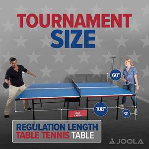 lot 418 image: JOOLA Indoor 15mm Ping Pong Table with Quick Clamp Ping Pong Net Set - Single Player Playback Mode - Regulation Size Table Tennis Table - Compact Storage Ping Pong Table.